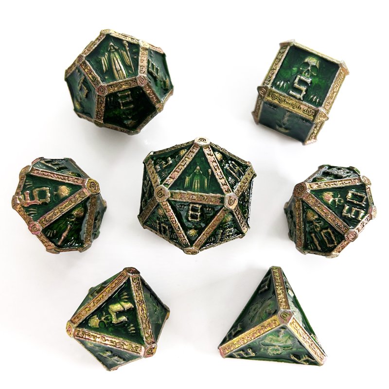 Hot Polyhedral Metal Wizard RPG Dice Set Green Dungeons & Dragons D20 D12 D10 D8 D6 D4 Role-play