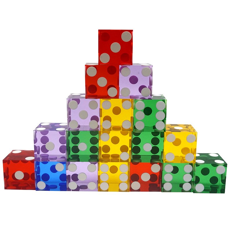 Acrylic dice 19mm right angle color precision point transparent game dice D6 bar entertainment dice can be customized