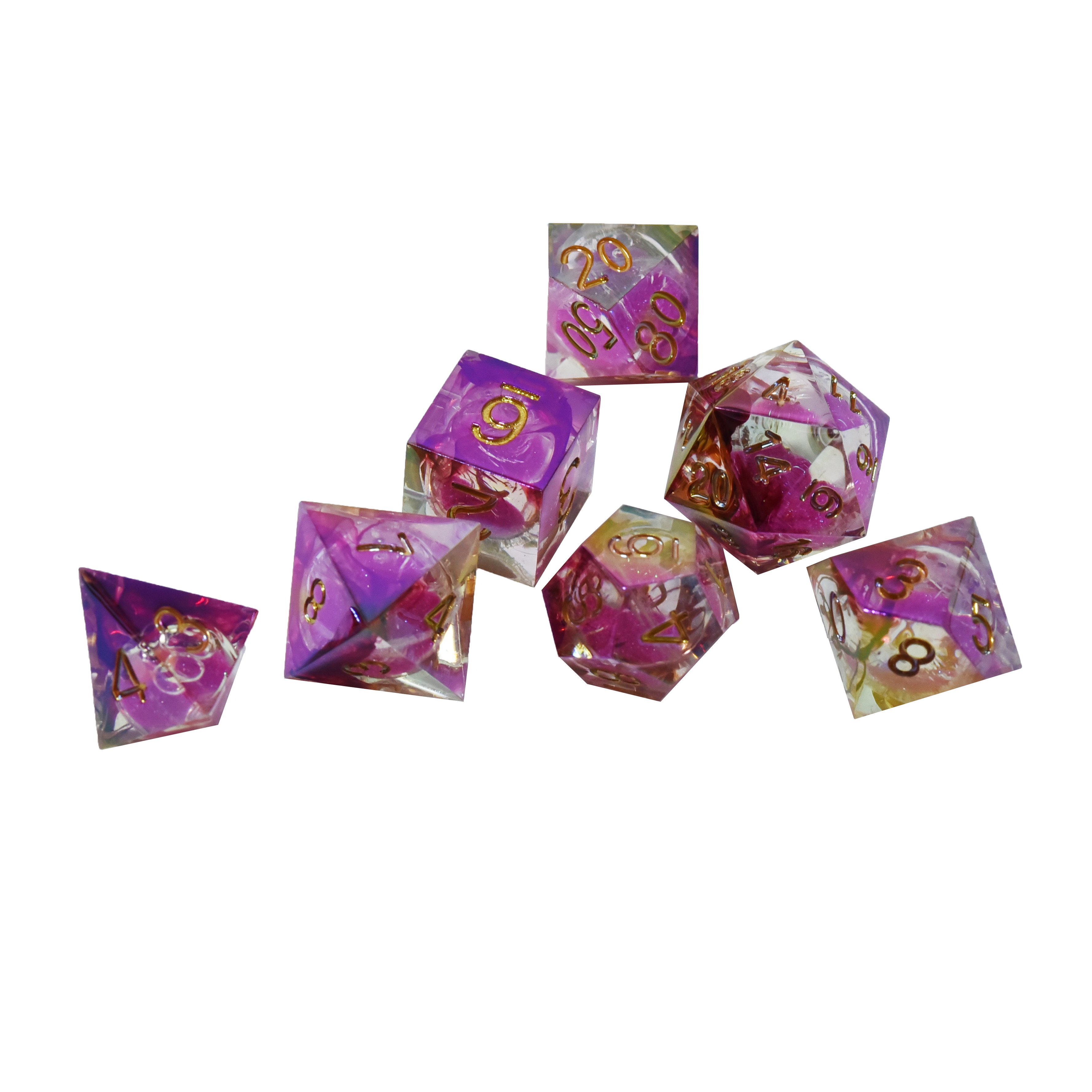 Handcrafted 16Mm Polyhedral Dnd Resin Colorful Solid Liquid Core Dice Sets For Rpg Table Games