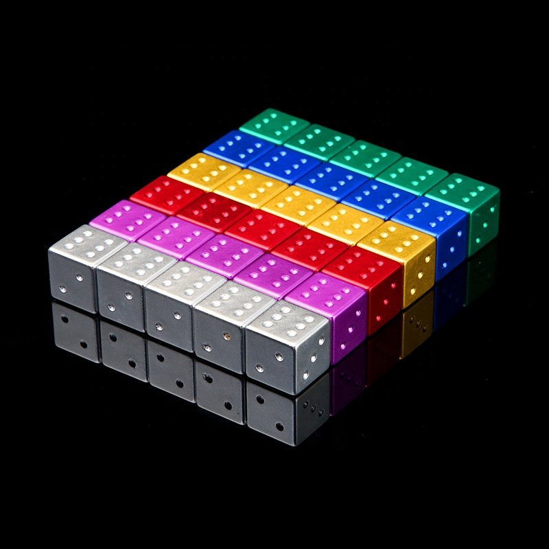 Promotionaluminum Metal dice 16mm D6 Single dice Custom Bulk Mixed Colored For Recreation Table Game