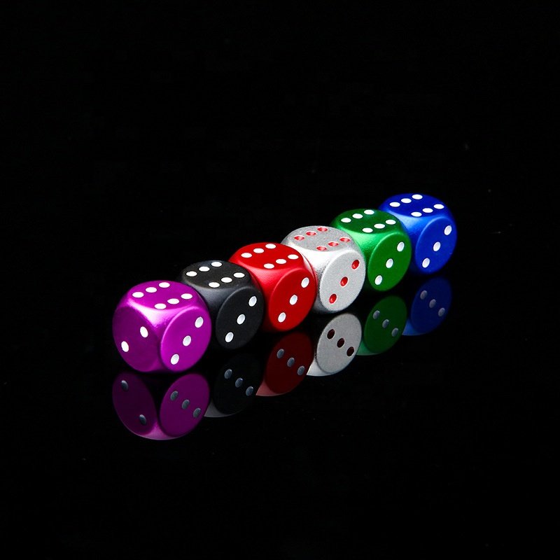 Promotionaluminum Metal dice 16mm D6 Single dice Custom Bulk Mixed Colored For Recreation Table Game
