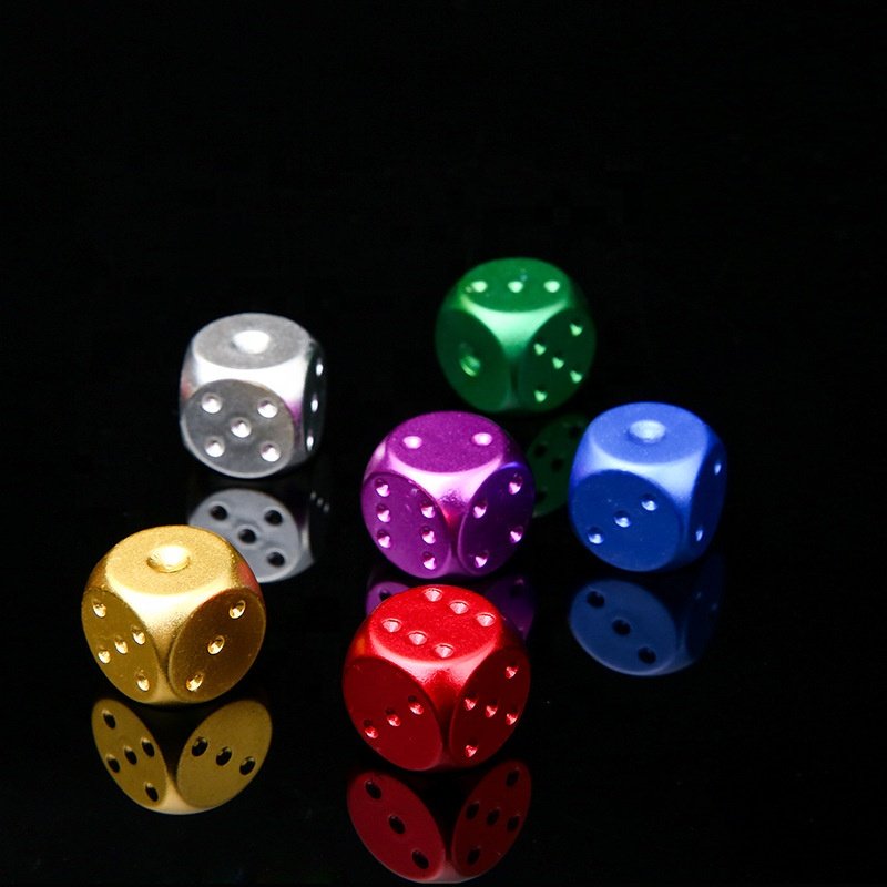 Promotionaluminum Metal dice 16mm D6 Single dice Custom Bulk Mixed Colored For Recreation Table Game