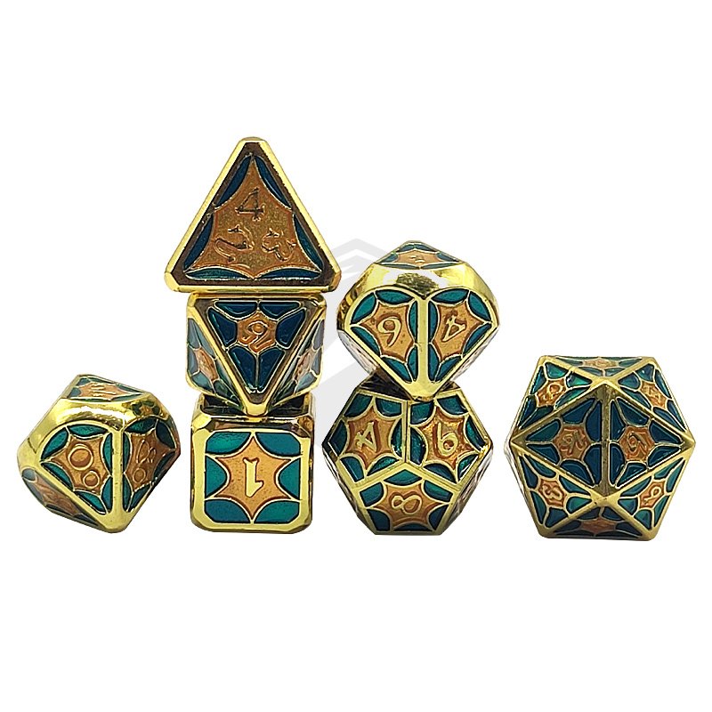 In Stock Game Dice Edge Plastic Engraved DND dice Pink Reflective Laser Paper metal Dice set dnd metal