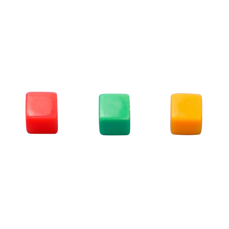 Wholesale 6 sided red green blank indented dice 8mm with straight corner d6 dice cube for teaching game