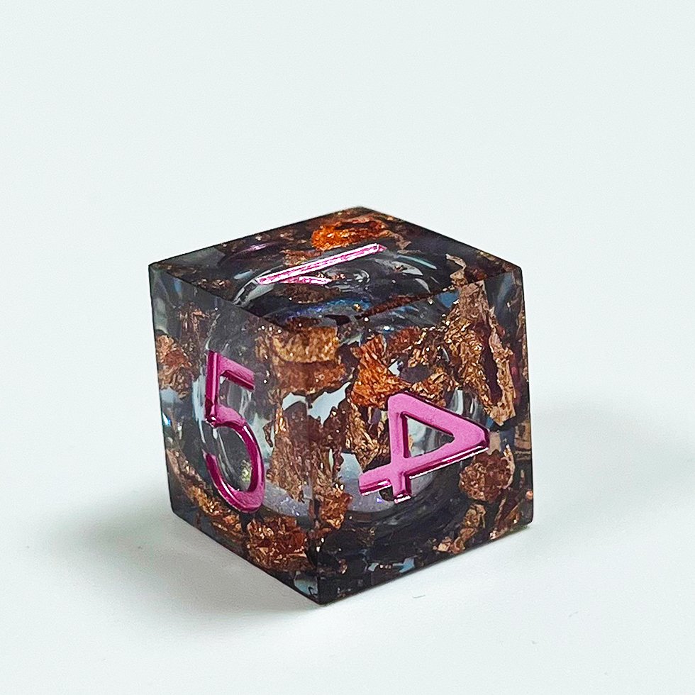 Handmade sharp edge liquid core dnd black resin dice set for rolling play games