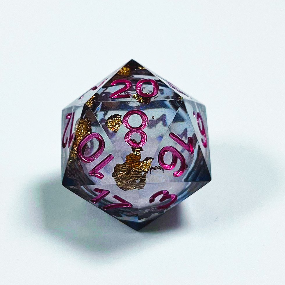 Handmade sharp edge liquid core dnd black resin dice set for rolling play games