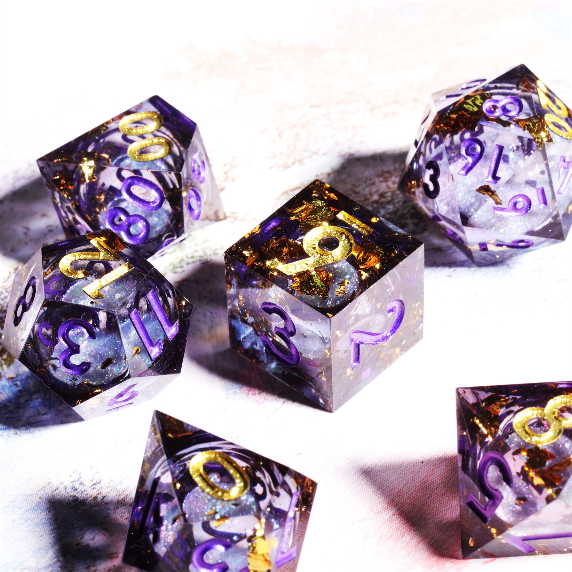 MINI PLANET Liquid Core Dice With Sharp Edges DND Dice Set 7pcs For TRPG Handmade Polyhedral Dice Set Custom and Wholesale DND