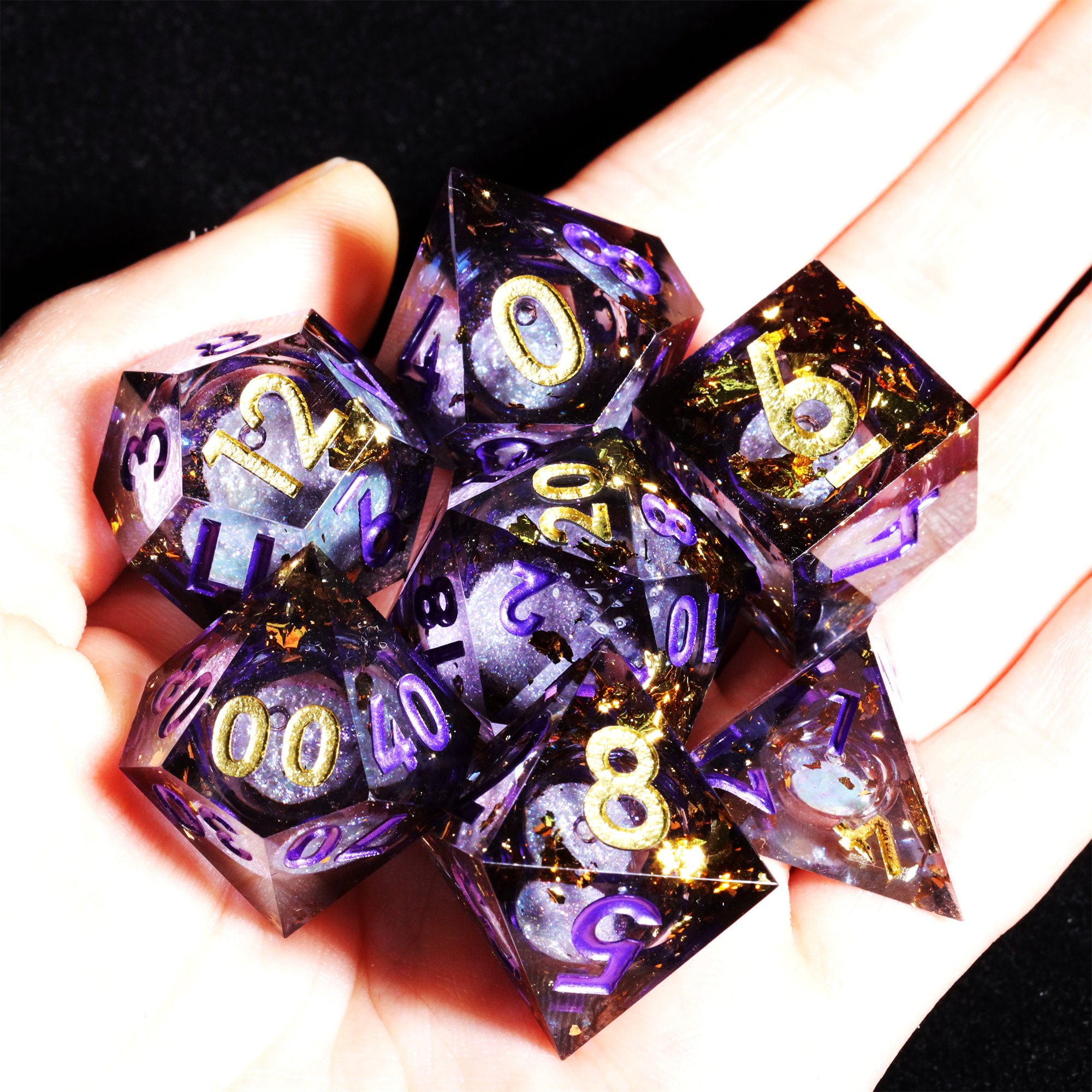 MINI PLANET Liquid Core Dice With Sharp Edges DND Dice Set 7pcs For TRPG Handmade Polyhedral Dice Set Custom and Wholesale DND