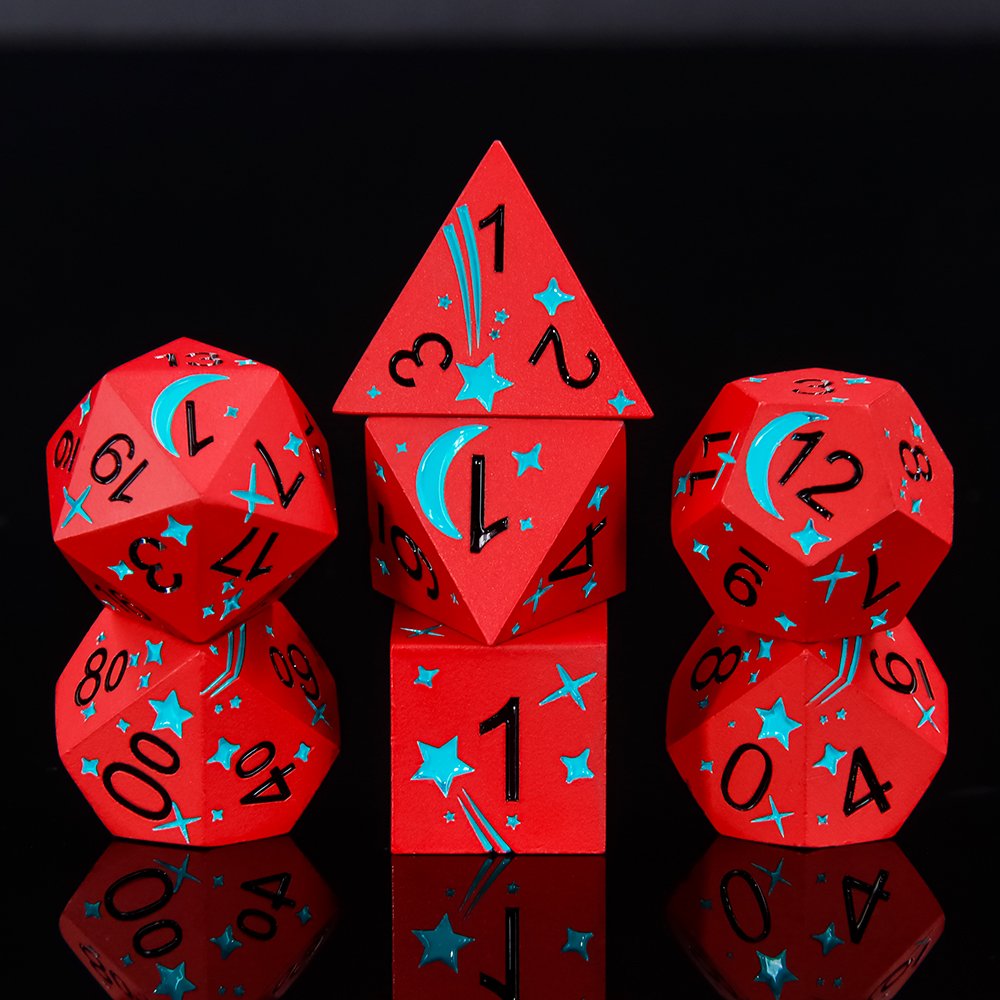 Unique Rose Design Top DND Polyhedral Metal Dice for Dungeons and Dragons Table Game