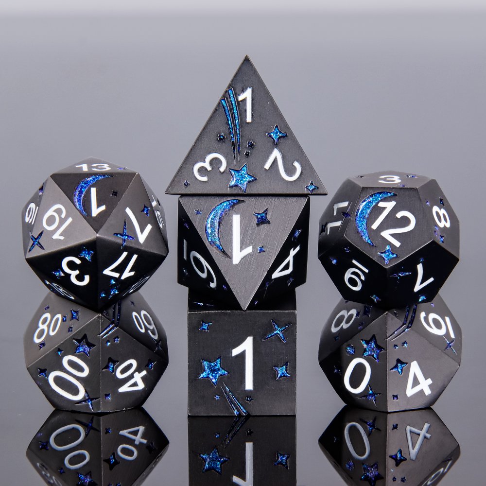 Unique Rose Design Top DND Polyhedral Metal Dice for Dungeons and Dragons Table Game