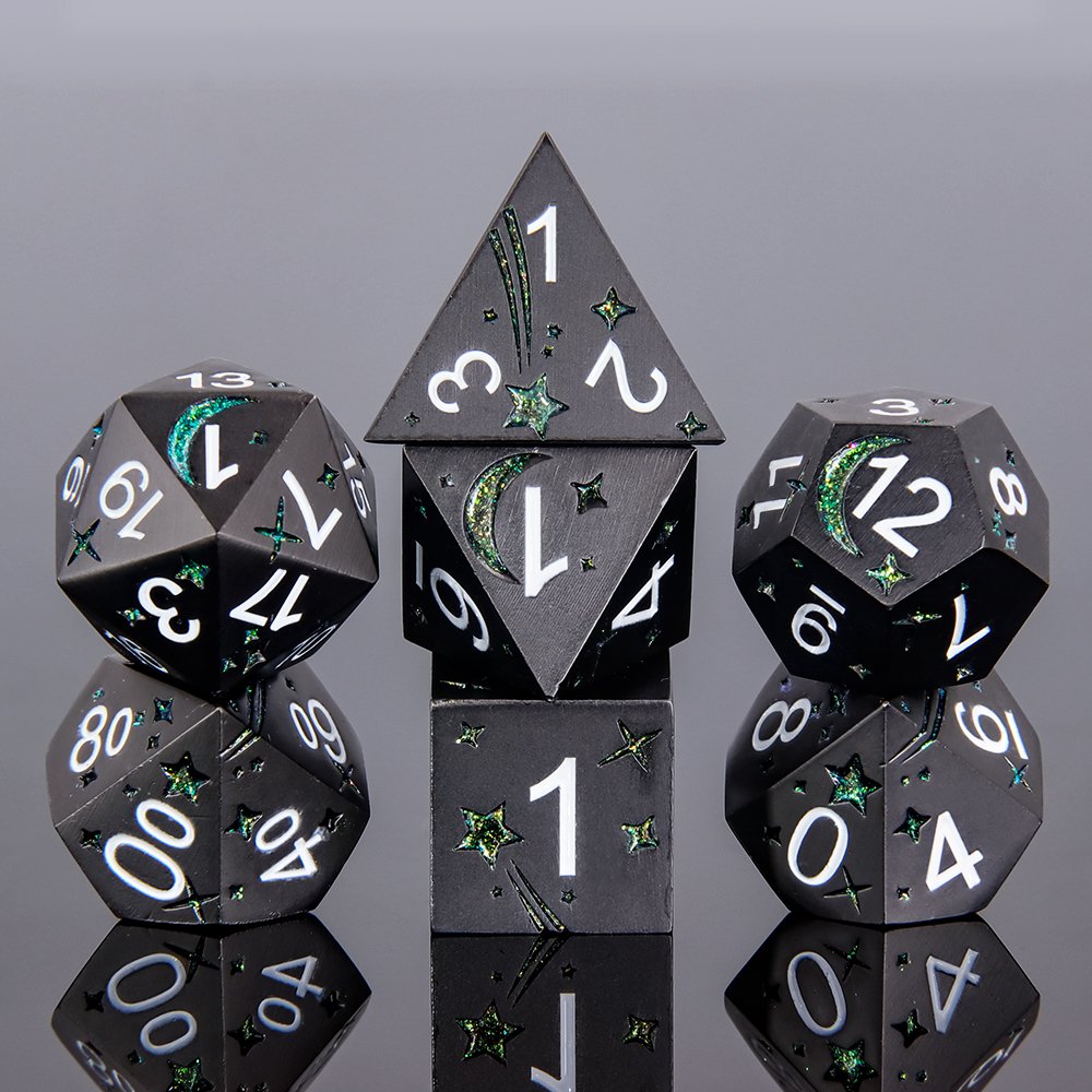 Unique Rose Design Top DND Polyhedral Metal Dice for Dungeons and Dragons Table Game