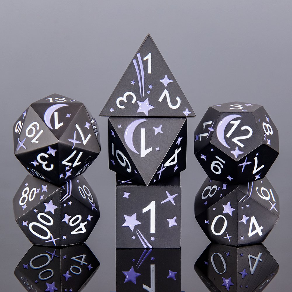 Unique Rose Design Top DND Polyhedral Metal Dice for Dungeons and Dragons Table Game