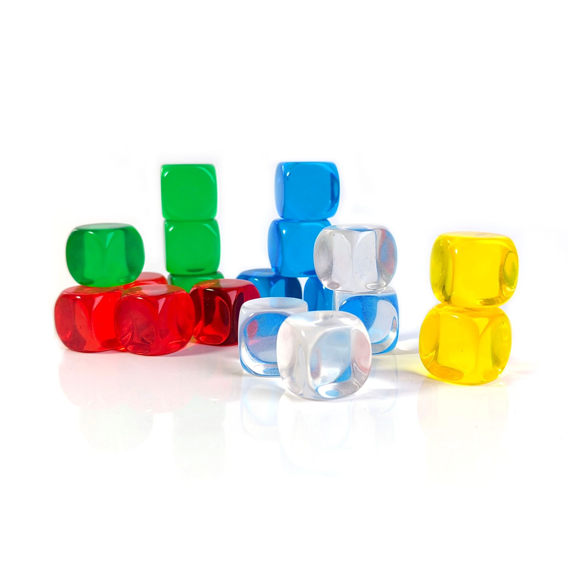 Bulk Dice Wholesale 16mm Blank Dice Glossy Transparent Rounded Corners Multi-Color Dice Customization