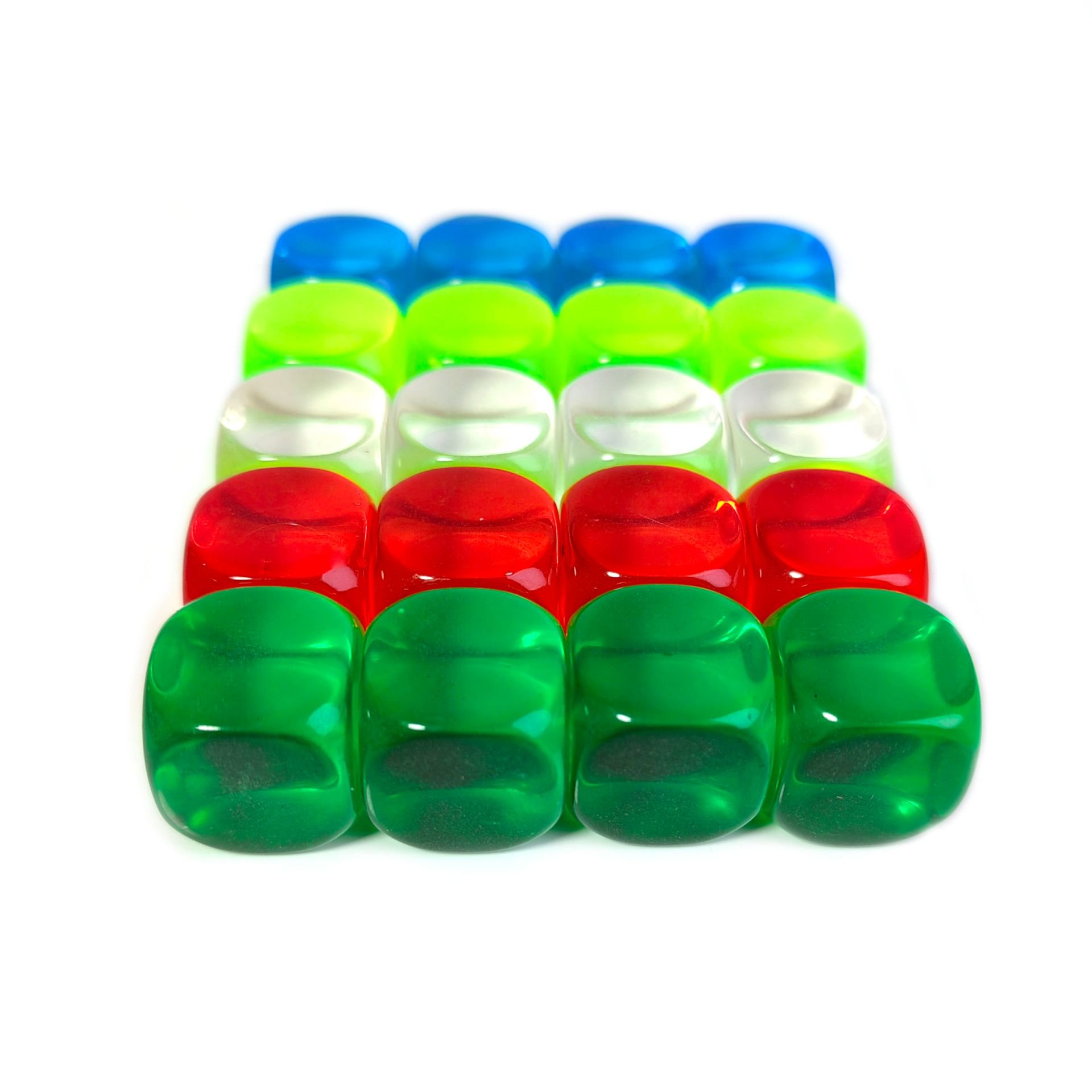 Bulk Dice Wholesale 16mm Blank Dice Glossy Transparent Rounded Corners Multi-Color Dice Customization