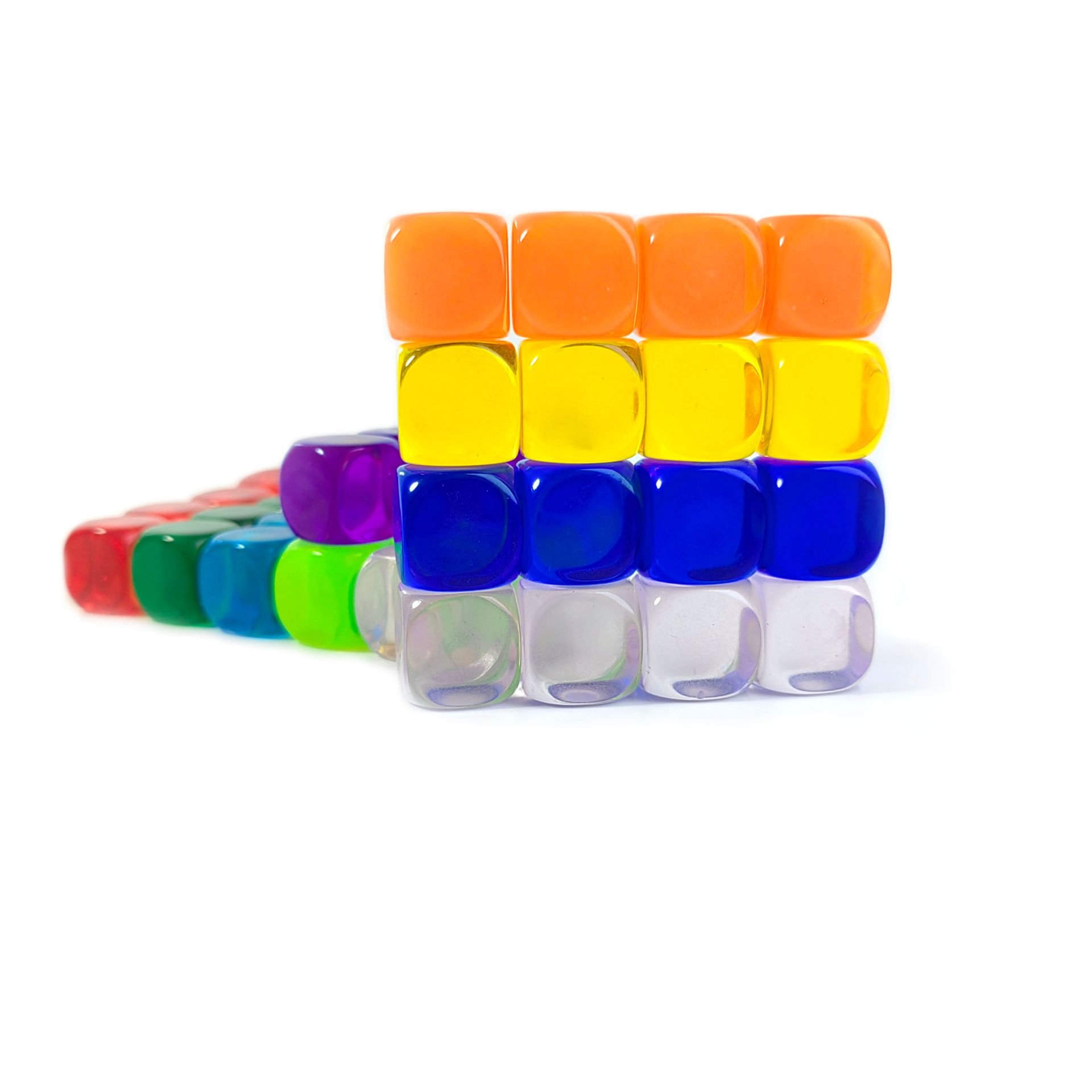 Bulk Dice Wholesale 16mm Blank Dice Glossy Transparent Rounded Corners Multi-Color Dice Customization
