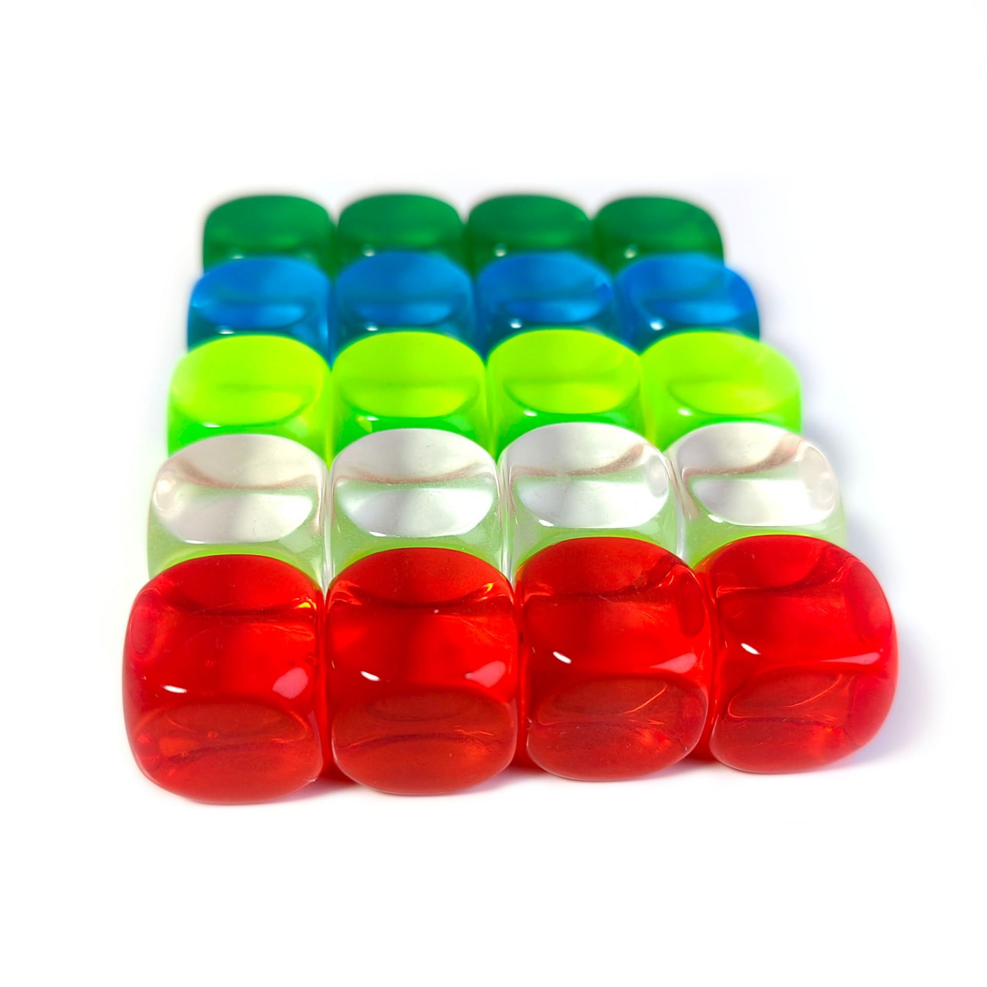 Bulk Dice Wholesale 16mm Blank Dice Glossy Transparent Rounded Corners Multi-Color Dice Customization