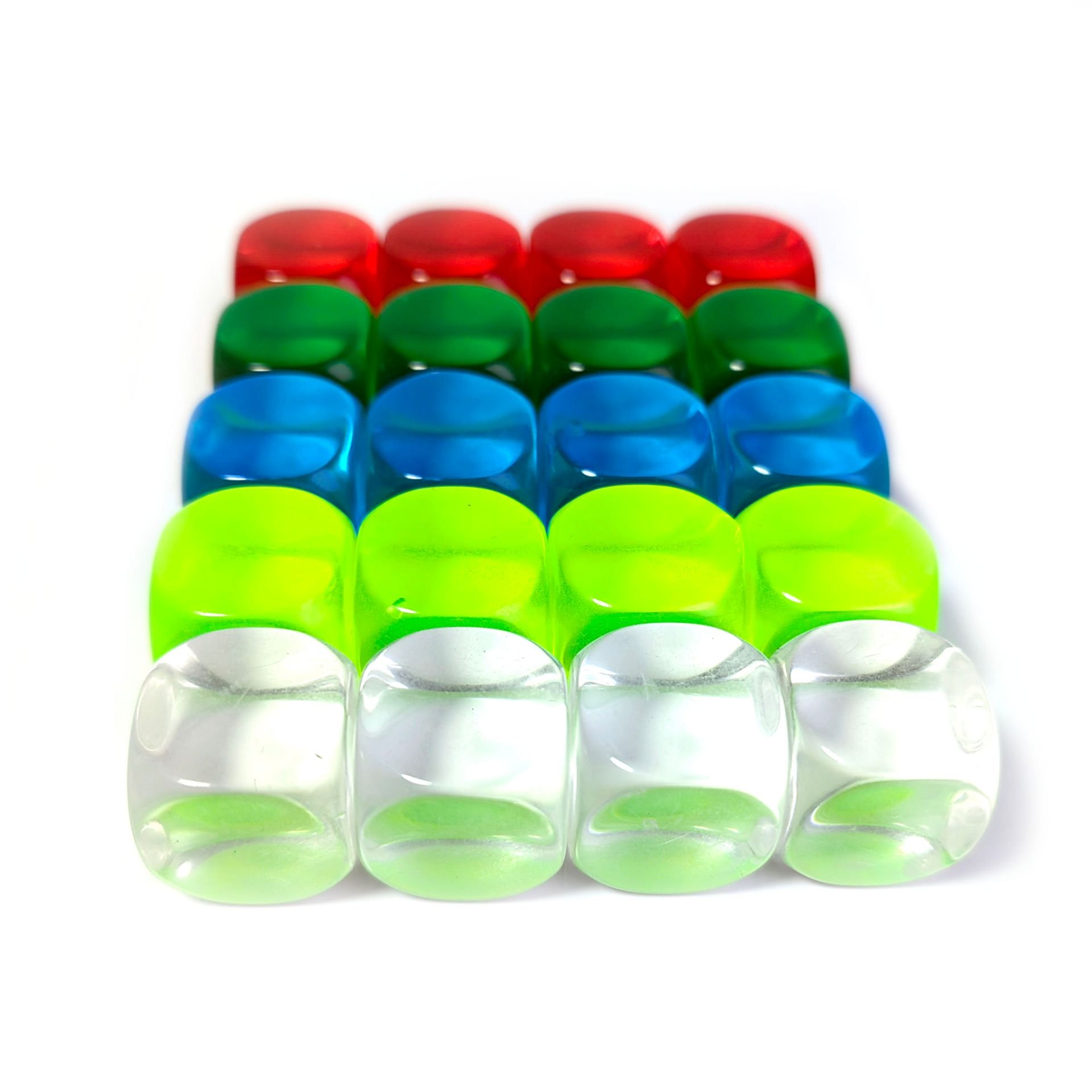 Bulk Dice Wholesale 16mm Blank Dice Glossy Transparent Rounded Corners Multi-Color Dice Customization
