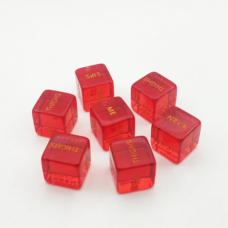 custom colored transparent red printed dice bulk dice wholesale acrylic d6 polyhedral resin 16mm casino adult games dice
