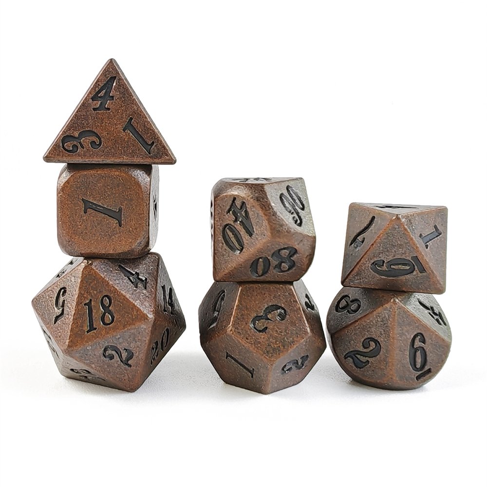 Bulk Wholesale 7pcs set Dungeons & Dragons Game Dice Polyhedral D4 D6 D8 D10 D12 D20 Metal DND Dice Set