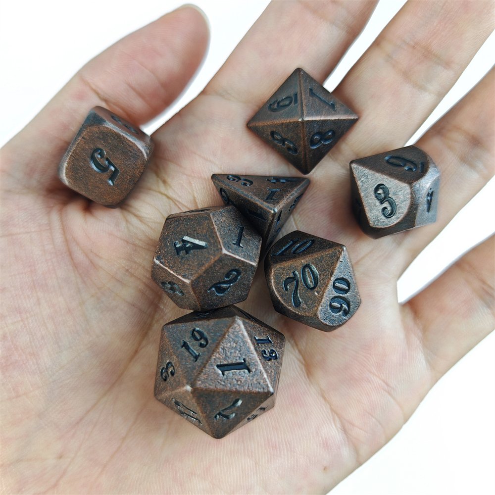 Bulk Wholesale 7pcs set Dungeons & Dragons Game Dice Polyhedral D4 D6 D8 D10 D12 D20 Metal DND Dice Set