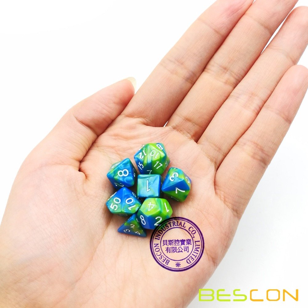 Bescon Mini Gemini Two Tone Polyhedral RPG Dice Set 10MM, Mini RPG Dice Set D4-D20 in Tube Packaging, Assorted Colored of 42pcs