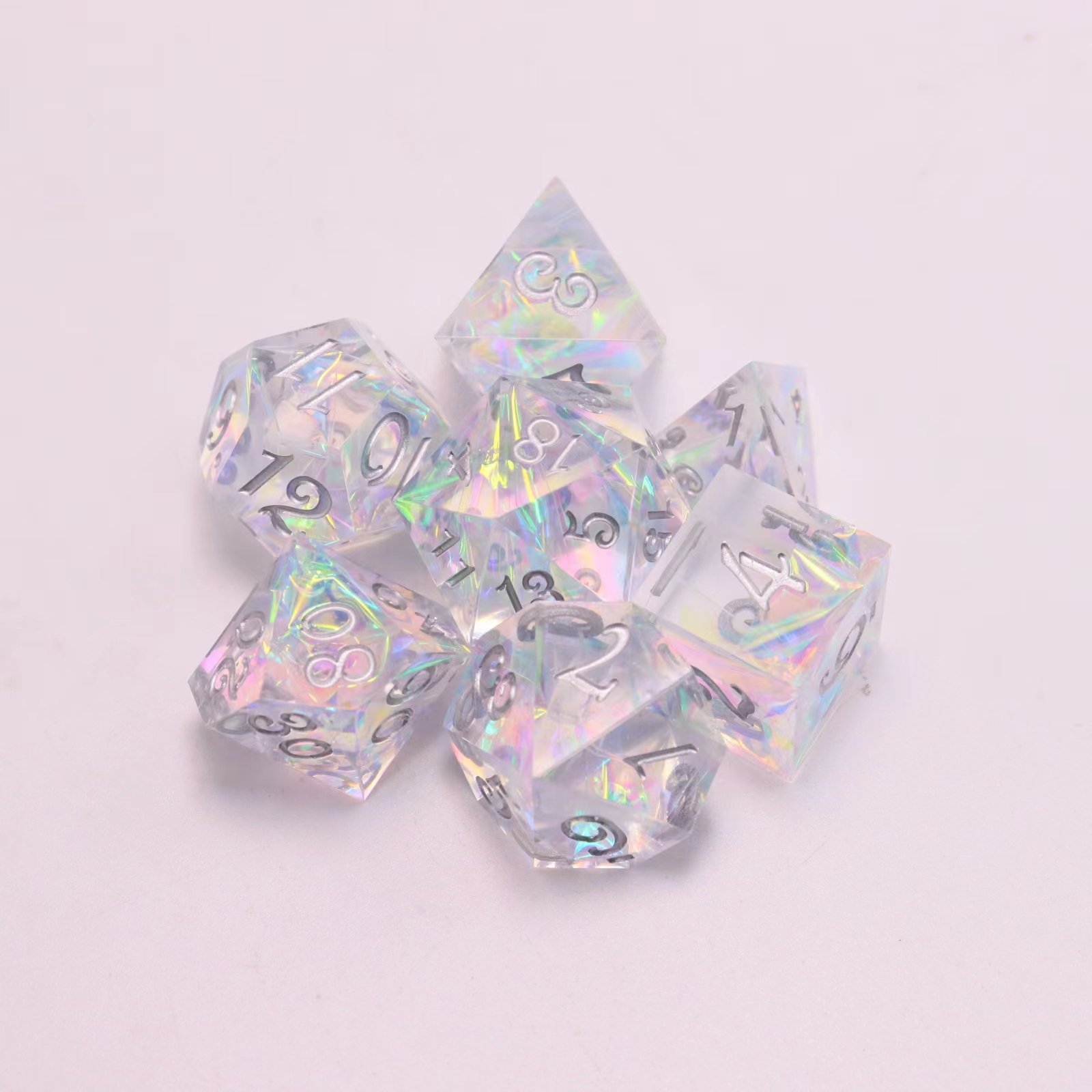 Dnd Game Player Beautiful Popular Christmas Resin Sharp Edge Dice Set For Gifts