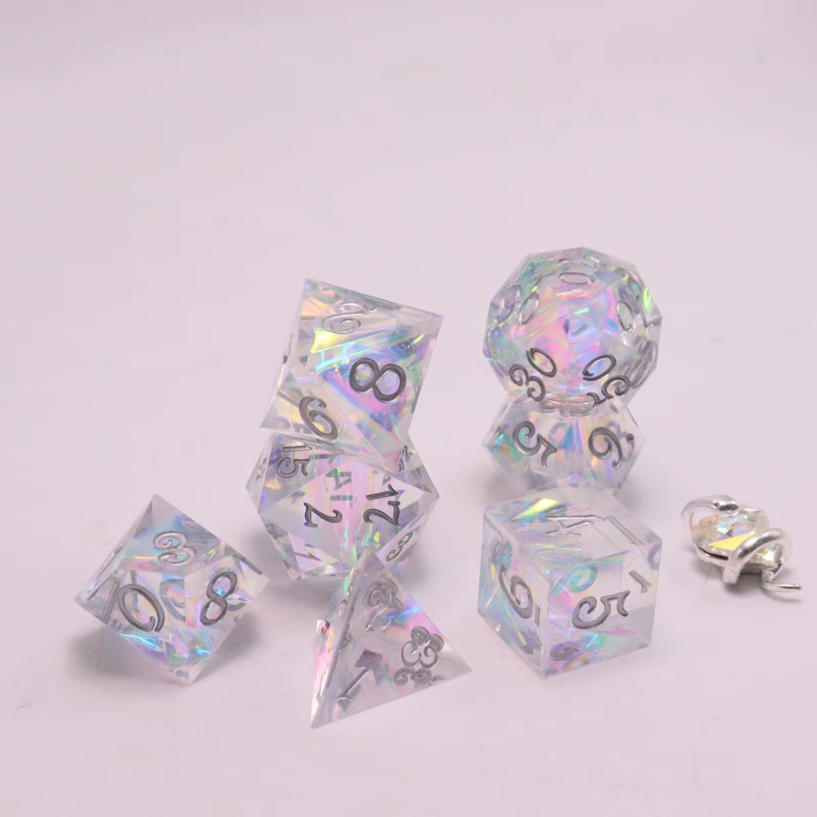 Dnd Game Player Beautiful Popular Christmas Resin Sharp Edge Dice Set For Gifts