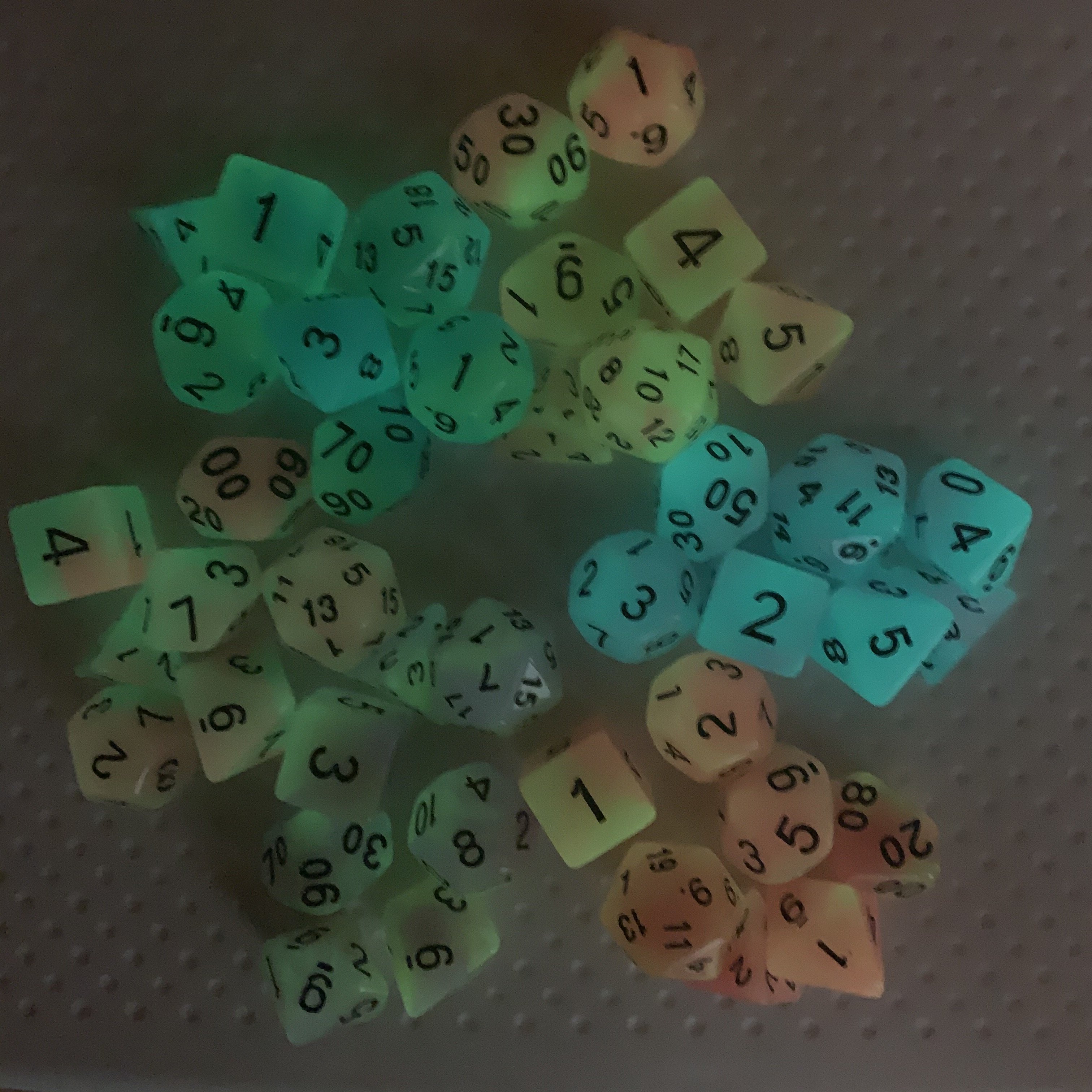 Luminous Fluorescent double colors 7pcs per set PMMA DND TRPG game plastic dices