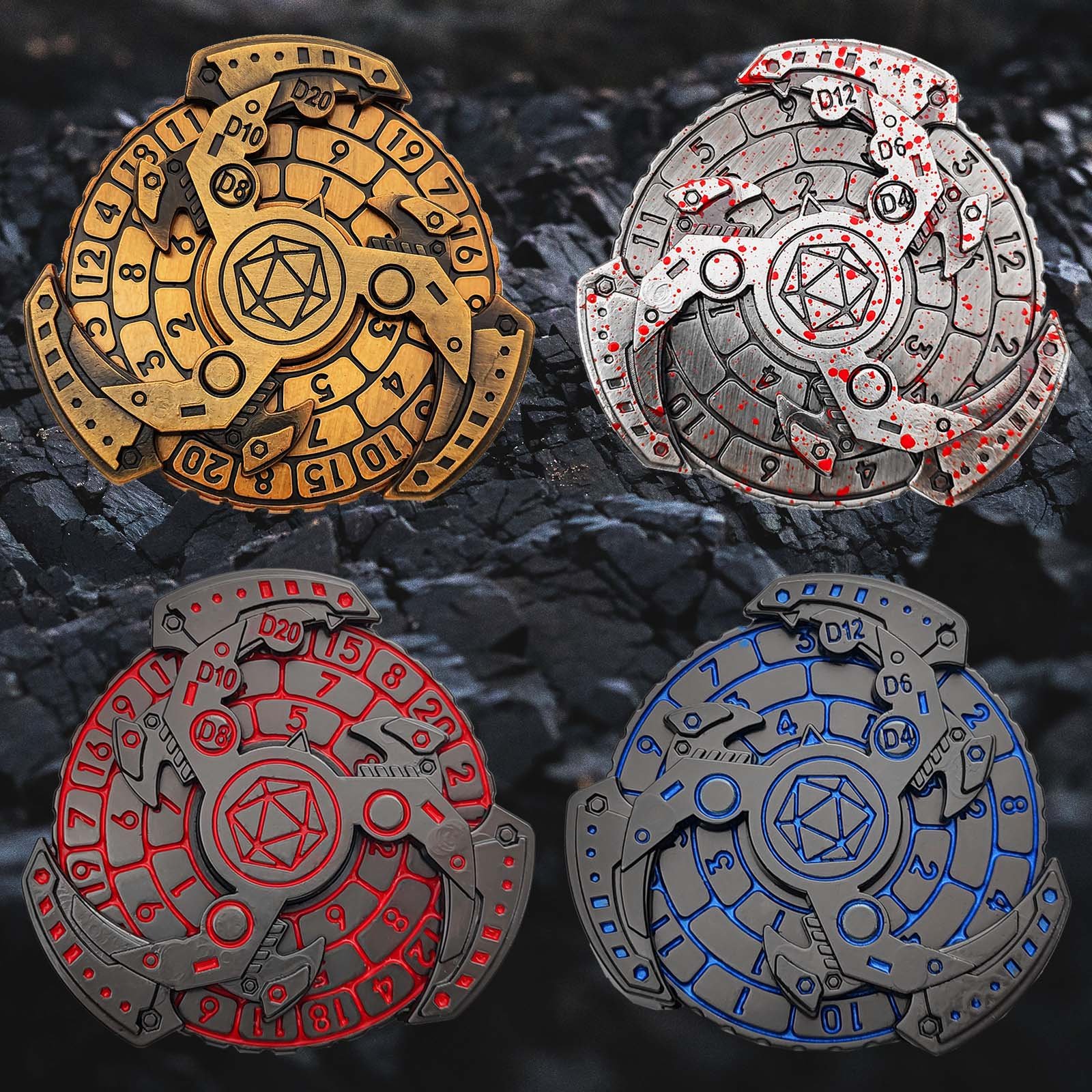 Mechanical Spinner Stress Relief Toys Fingertip Rotating Metal Dice for Warhammer 40K