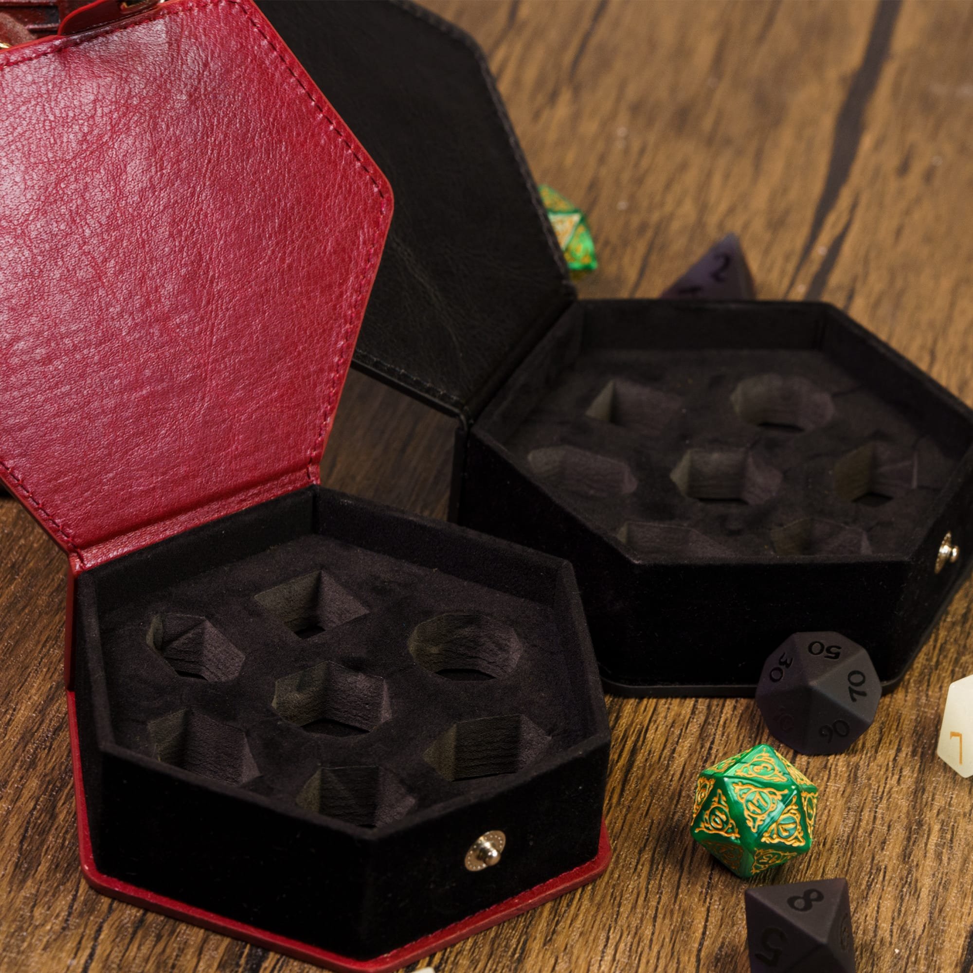 Udixi Leather&Flannel Box for DND RPG 7pcs Role-playing Dungeons and Dragons Dice Box