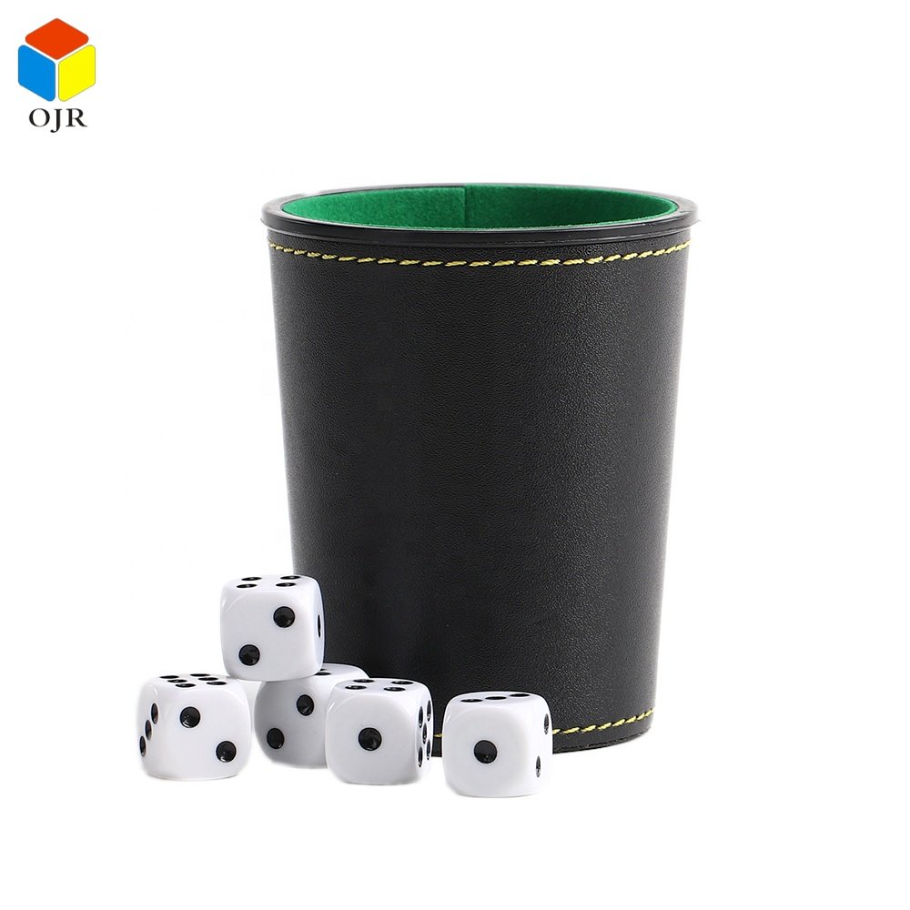 Personalized Cylindrical Stacking Cups Set Round Pu Leather High Quality Dice Cup For Backgammon Games