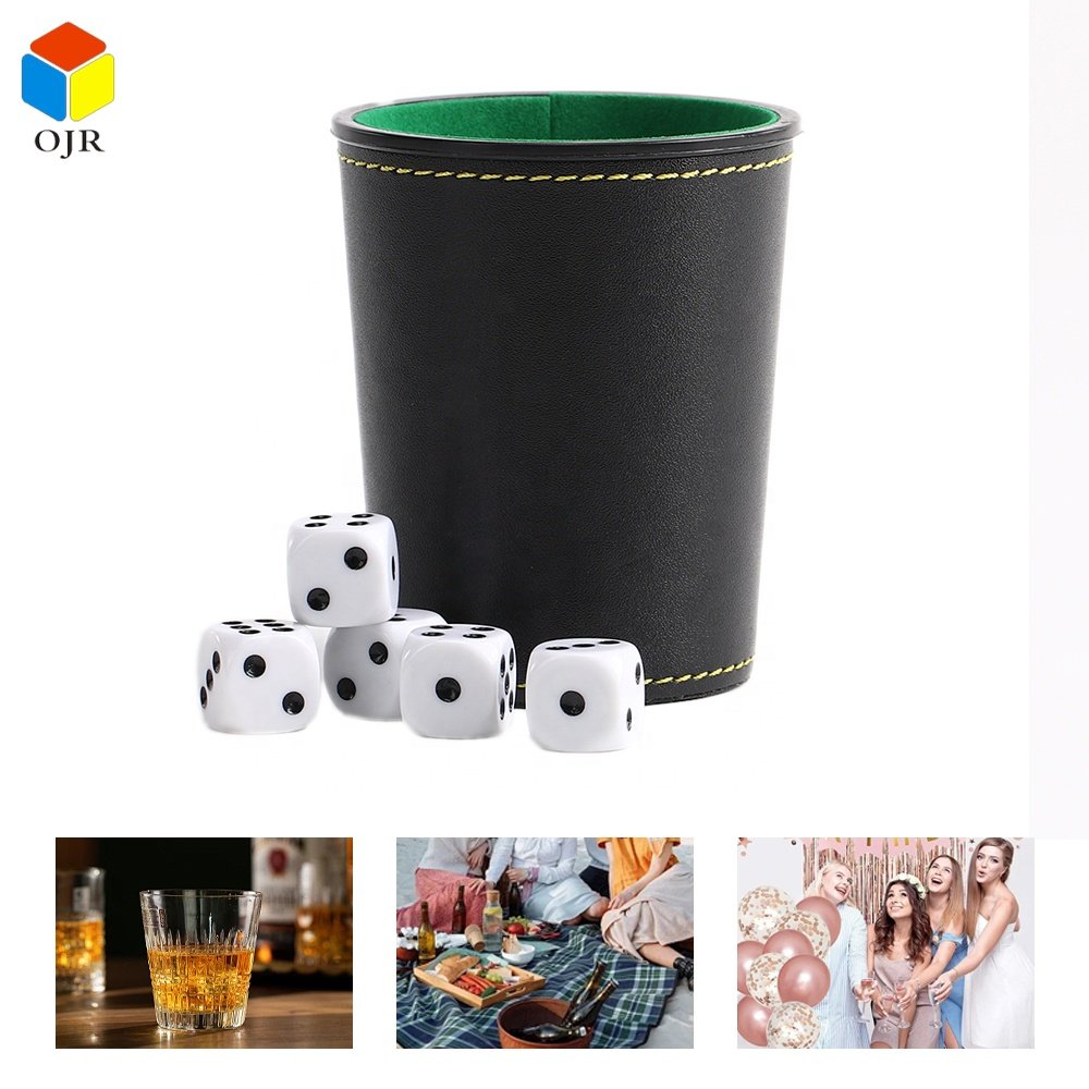 Personalized Cylindrical Stacking Cups Set Round Pu Leather High Quality Dice Cup For Backgammon Games