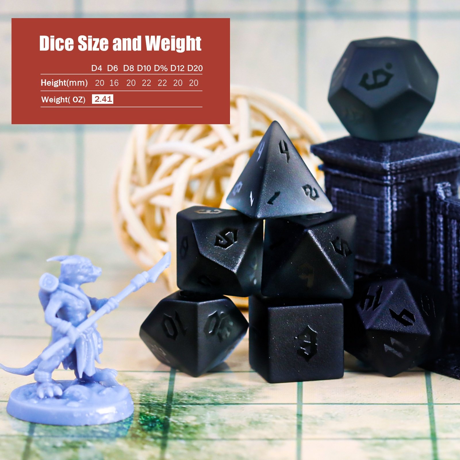 Grey Frosted Crystal Polyhedral Dice Set Glass Gemstone Dice For Board Games DND RPG