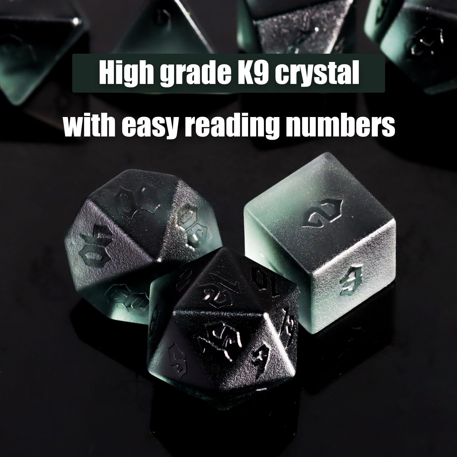 Grey Frosted Crystal Polyhedral Dice Set Glass Gemstone Dice For Board Games DND RPG