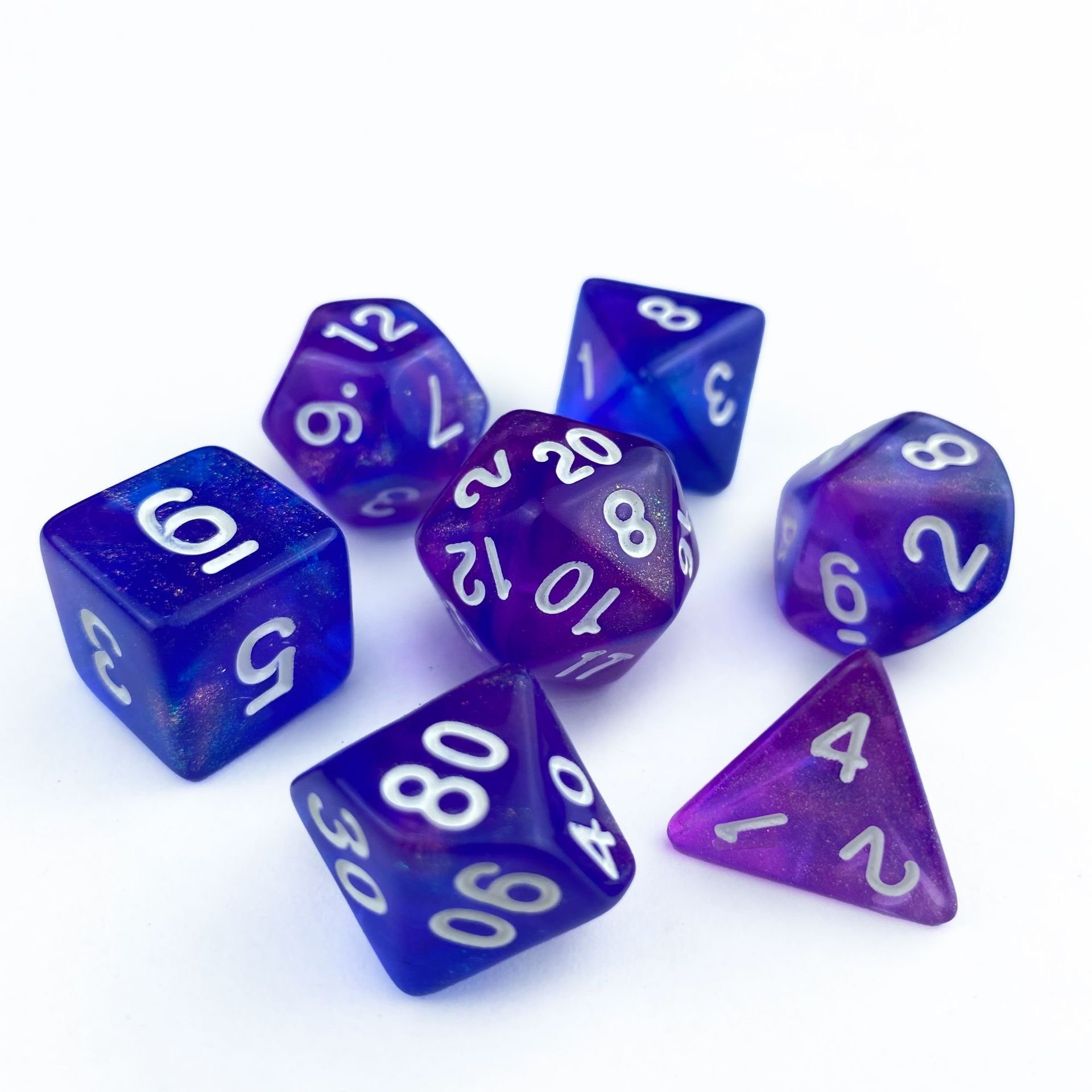 RTS glitter double colors Acrylic RPG 7pcs per set dice polyhedral DND d&d wholesale dice plastic dice sets