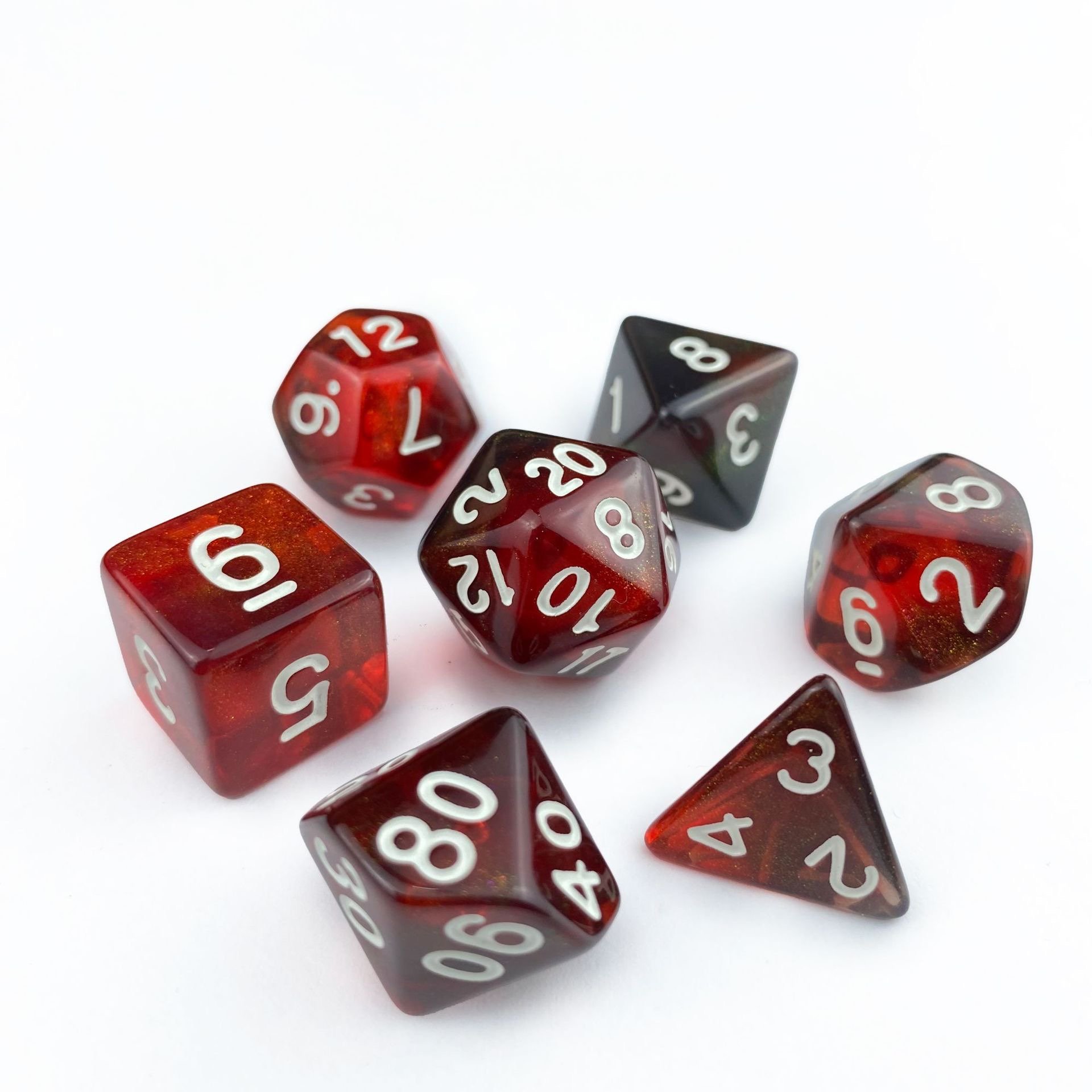 RTS glitter double colors Acrylic RPG 7pcs per set dice polyhedral DND d&d wholesale dice plastic dice sets