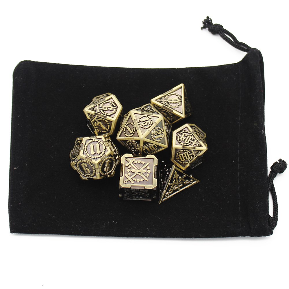 Super September 7pcs Metal Dungeons and Dragons RPG Dice Sets Polyhedral 16mm Board Game Swords D&D DND Metal Dice
