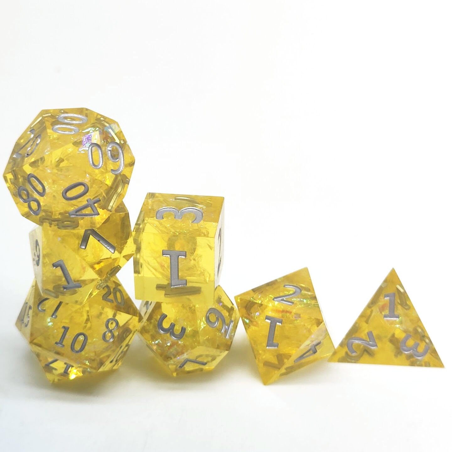 2022 Custom Logo Dnd Polyhedral Rpg Resin Dice set Sharp Edge Dice for Role Playing Game