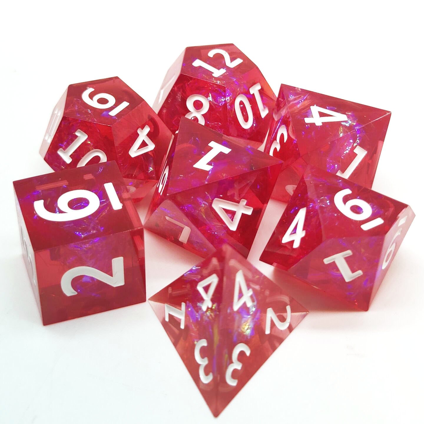 2022 Custom Logo Dnd Polyhedral Rpg Resin Dice set Sharp Edge Dice for Role Playing Game