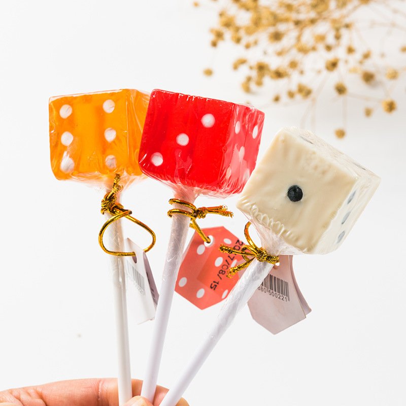 sweets wholesale 33g fun and creativity of children's snacks exotic candy christmas dice candy stick lollipop dice lollipop
