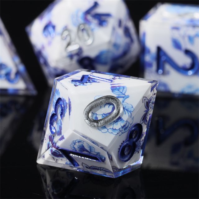 Mini Planetl Handmade Polyhedral RPG Board Game Set Dragon and Dungeon DND Dice with Sharp Edge Resin Porcelain Material