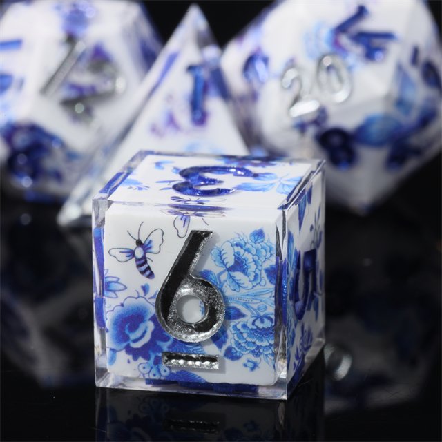 Mini Planetl Handmade Polyhedral RPG Board Game Set Dragon and Dungeon DND Dice with Sharp Edge Resin Porcelain Material