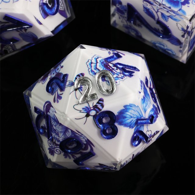 Mini Planetl Handmade Polyhedral RPG Board Game Set Dragon and Dungeon DND Dice with Sharp Edge Resin Porcelain Material