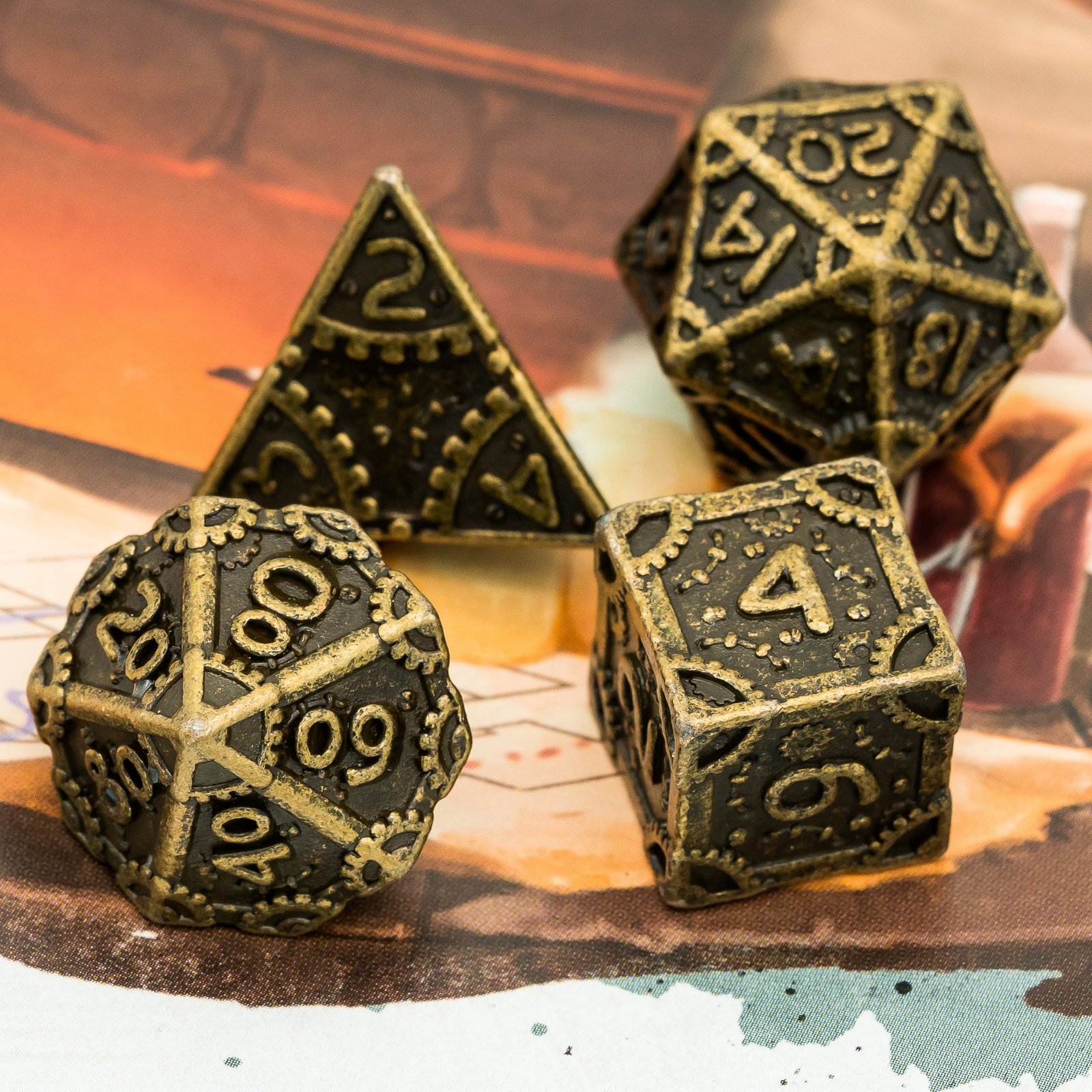 Udixi Metal Polyhedral RPG Dungeons and Dragons custom logo Dice Set Barrel Plating
