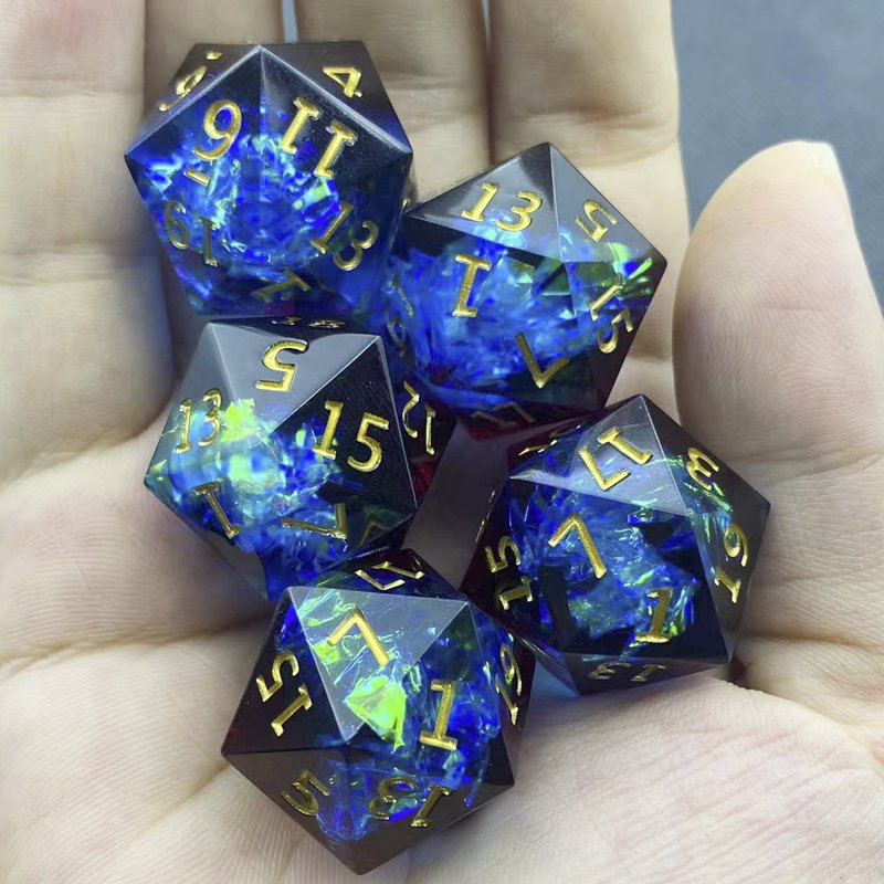 RPG Dice Set D20 Polished edge resin polyhedron resin material DND Dungeons & Dragons role-playing DND dice set 5