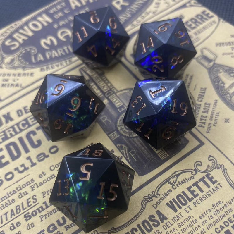 RPG Dice Set D20 Polished edge resin polyhedron resin material DND Dungeons & Dragons role-playing DND dice set 5