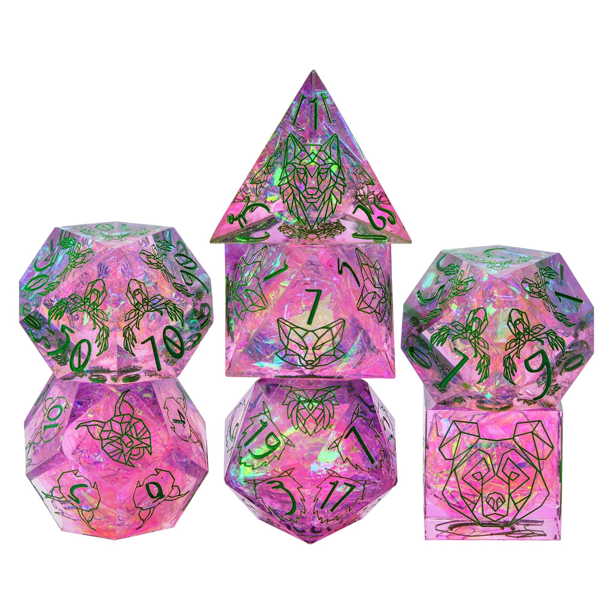 Udixi Custom Handmade Sharp Cyber Beast Pattern resin Dice Dungeons and Dragons DND board game Dice Set