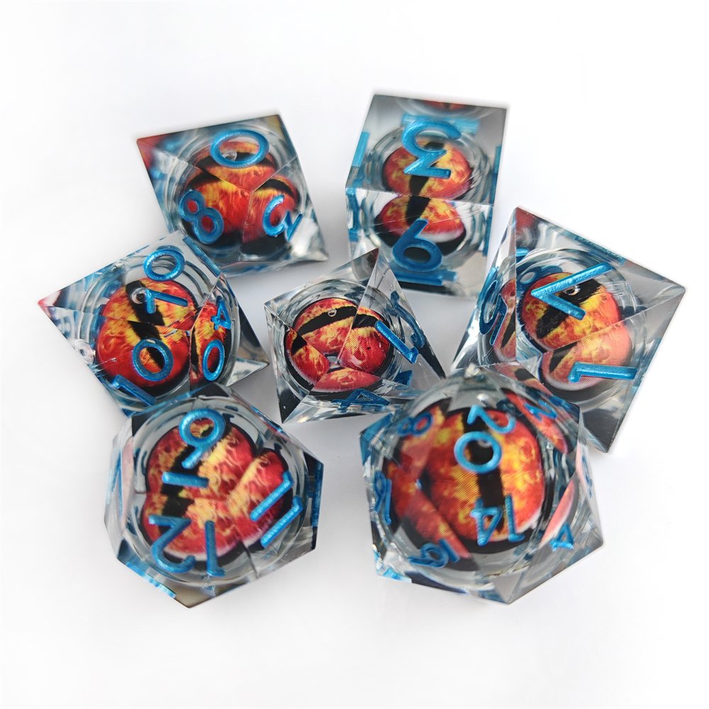 7pcs Polyhedral D4-D20 Resin DND Dice Set for Dungeons and Dragons RPG Board Game Custom Liquid Core Dragon Eye Dice
