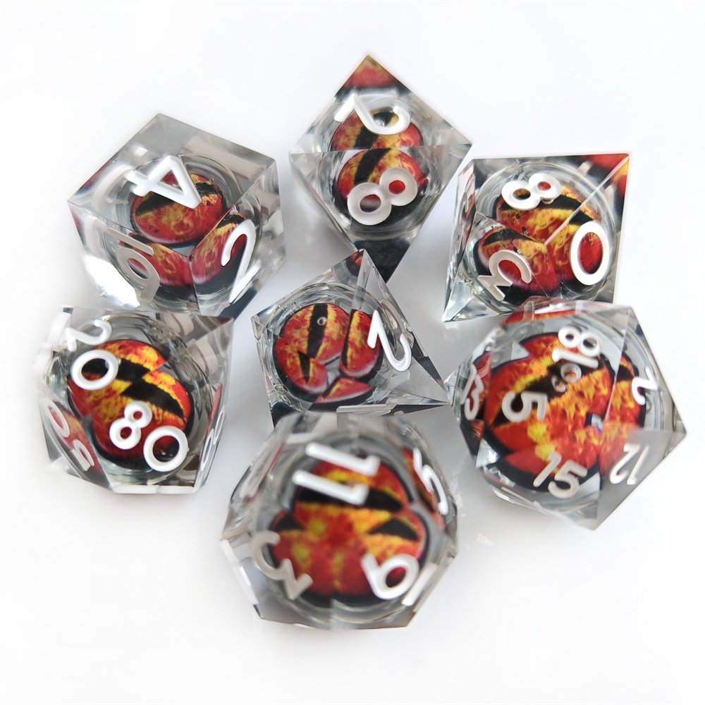 7pcs Polyhedral D4-D20 Resin DND Dice Set for Dungeons and Dragons RPG Board Game Custom Liquid Core Dragon Eye Dice