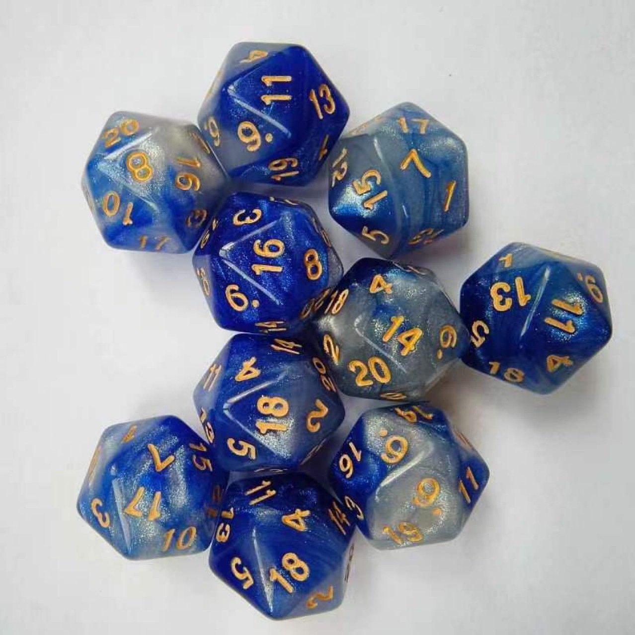 D20 Two-Color Starry Sky Dice DND Game Acrylic Digital Game Polyhedral Dice Set Polyhedral Custom Game RPG Dice
